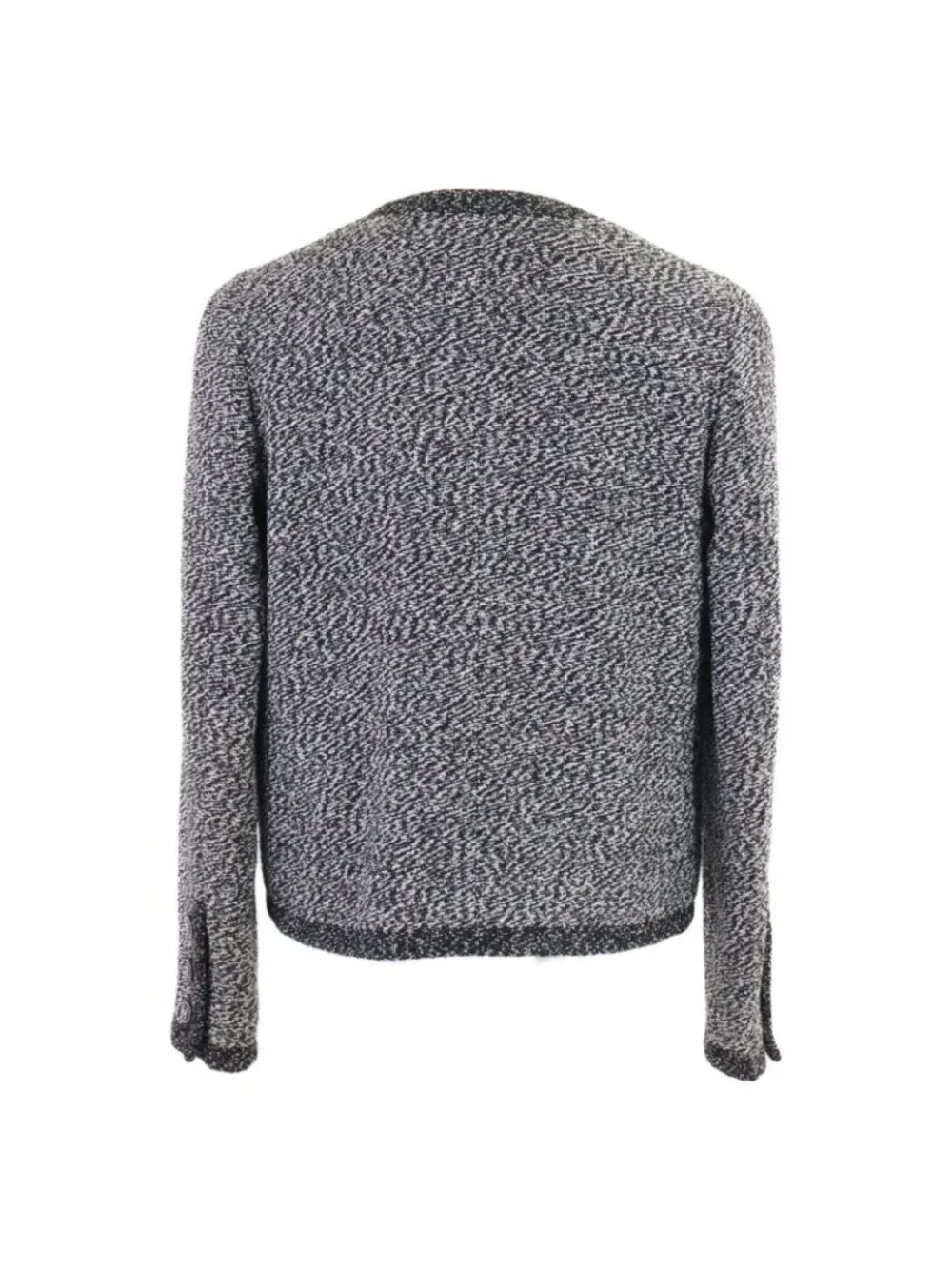 Chanel 97C CC Logo Button Tweed Collarless Jacket 38